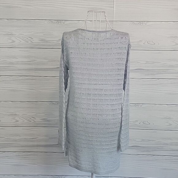 Frenchi Crocheted Knit Pullover Sweater Light Blue Grey Womens Size S - Picture 5 of 10